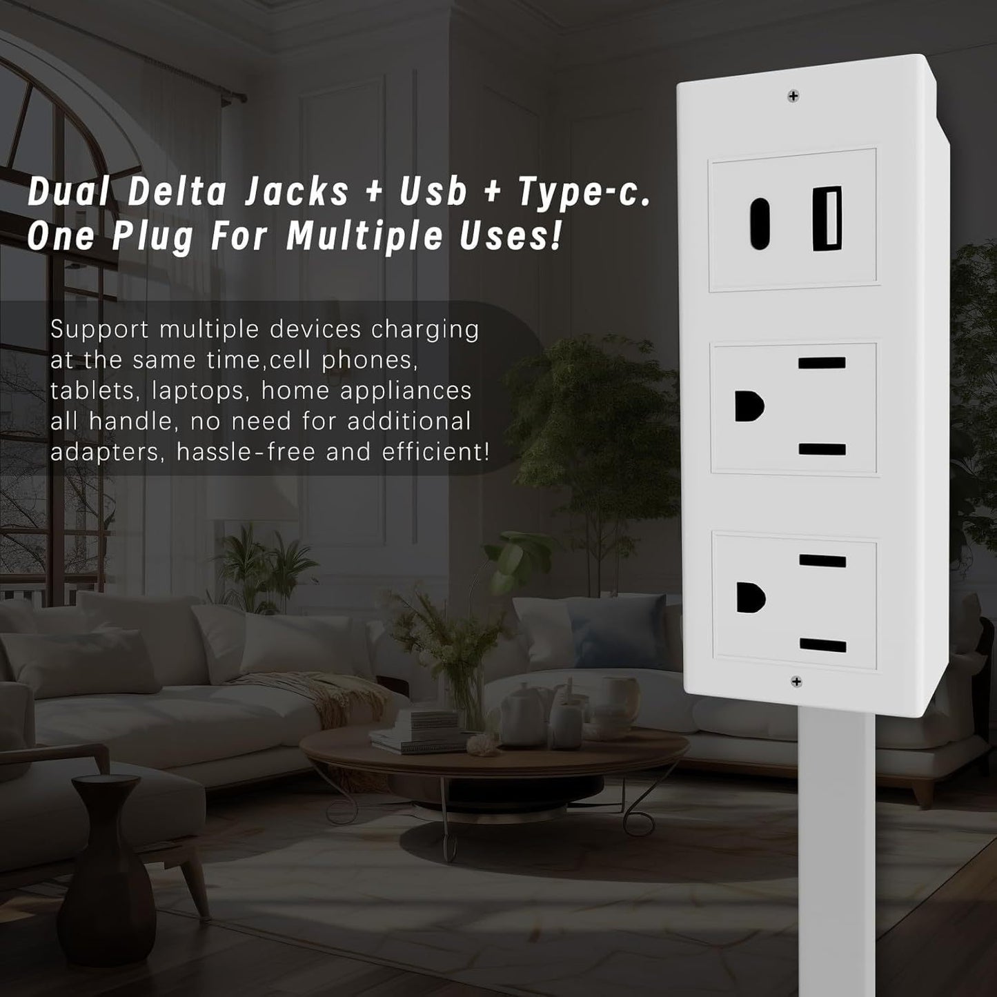 Sofa & Bedside Power Socket Extender – Multi Plug Outlet with USB & USB-C Ports + Surge Protection